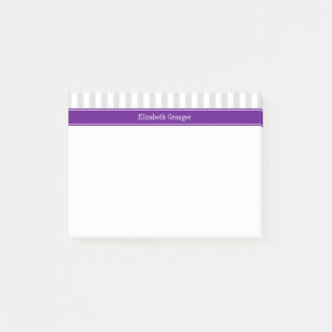 Lt Gray White Stripe Paars Name Monogram Post-it® Notes