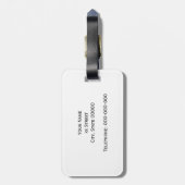 Lt Gray Wht Chevron Black Quatrefoil 3 Monogram Bagagelabel (Achterkant verticaal)