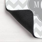 Lt Gray Wht Chevron Gray Quatrefoil 3 Monogram Muismat (Hoek)