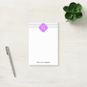 Lt Gray Wht Chevron Lila Quatrefoil Monogram Post-it® Notes (Kantoor)