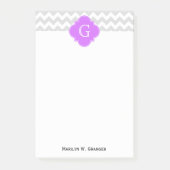 Lt Gray Wht Chevron Lila Quatrefoil Monogram Post-it® Notes (Voorkant)