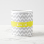 Lt Gray Wht Chevron Yellow Name Monogram Extra Grote Mok (Voorkant)