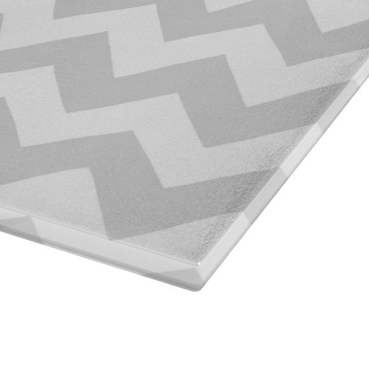 Lt Gray Wht Chevron ZigZag Aqua Name Monogram Snijplank (Hoek)