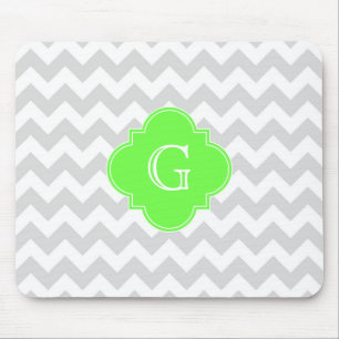 Lt Gray Wht Chevron ZigZag Limoen Quatrefoil Monog Muismat