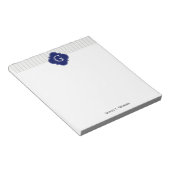 Lt Gray Wht Uneven Stripe Navy Quatrefoil Monogram Notitieblok (Schuin)