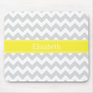 Lt Grijs Witte Chevron Gele Naam Monogram Muismat
