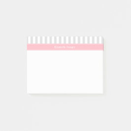 Lt Grijs Witte Streep Roze Naam Initiaalmonogram Post-it® Notes
