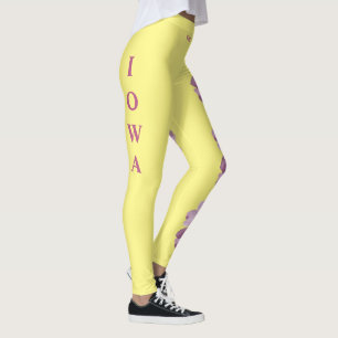 Lt. Jaune Iowa Flower Wild Rose Leggings