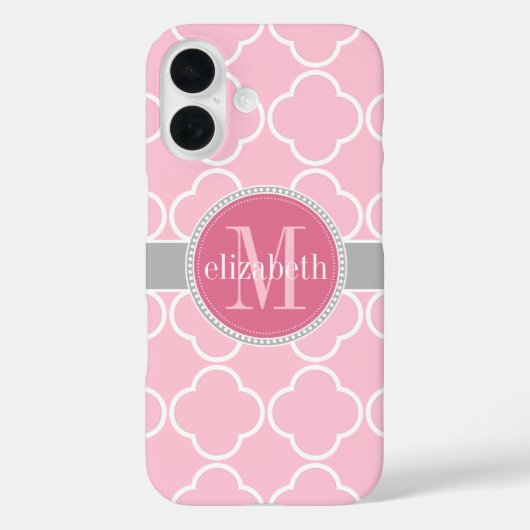 Lt Roos Roze | Grauwe kaolienomvergooienmonogram Case-Mate iPhone Case (Achterkant)
