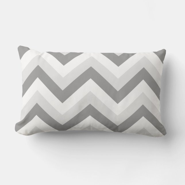 Lt Twee Grijs Witte Chevron ZigZag Kussen (Voorkant)
