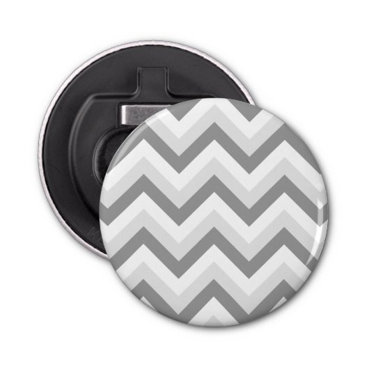Lt Two Gray White Chervron ZigZag Button Flesopener (Voorkant)