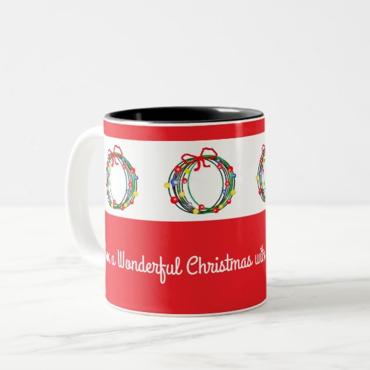 Ltc-Red Christmas Coffee Mug With Wreaths (Devant gauche)