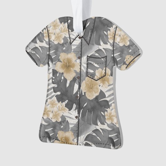 Luana Waterverf Tropische Bloemen Aloha Shirt- Gri Ornament (voorkant)