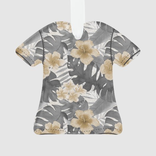 Luana Waterverf Tropische Bloemen Aloha Shirt- Gri Ornament (achterkant)