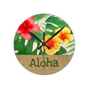 Luana Waterverf Tropische Vivid Floral Ronde Klok