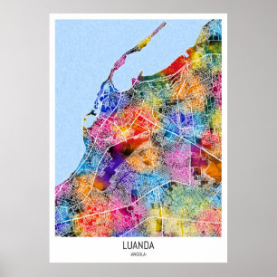 Luanda Angola Stadsplattegrond Poster