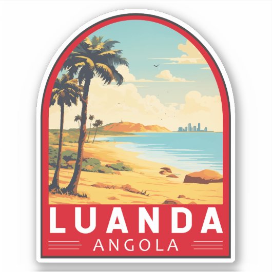 Luanda Angola Travel Kunst Vintage Sticker (Voorkant)