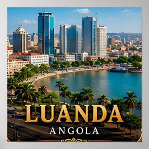 Luanda-baai en moderne Angolese skyline Poster