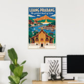 Luang Prabang Laos Affiche de Voyage Rétro Art (Bureau à domicile)