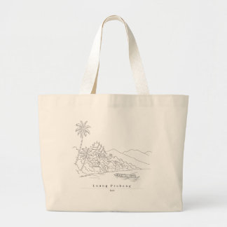 Luang Prabang Laos Minimalistische Lijnkunst Grote Tote Bag