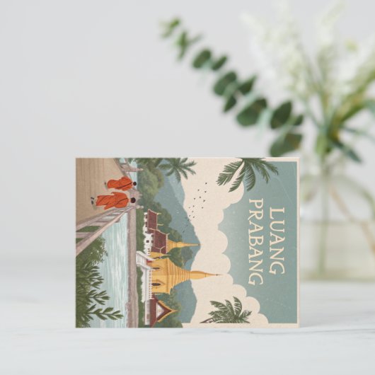 Luang Prabang monniken en tempels Briefkaart (Staand voorkant)