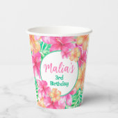 Luau 3e verjaardag papieren bekers (Achterkant)