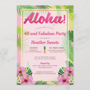 Luau 40ste verjaardag uitnodiging