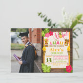 Luau Afstuderen Uitnodiging met foto - Boy (Staand voorkant)