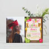 Luau Afstuderen Uitnodiging met Foto - Meisje (Staand voorkant)