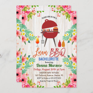 Luau Aloha BBQ Tropical Bachelorette Invitation