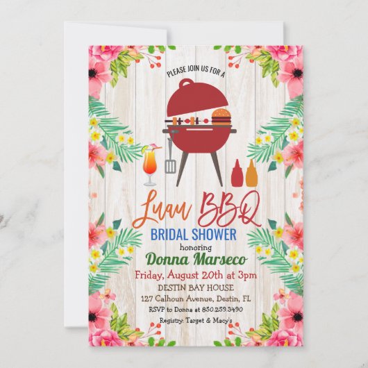 Luau Aloha BBQ Tropical Bridal Showboat Invitation (Devant)