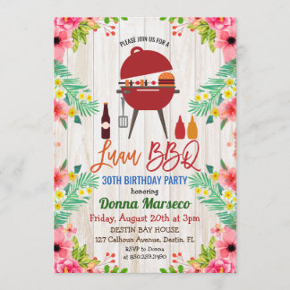 Luau Aloha BBQ Tropische Verjaardagsuitnodiging Kaart