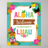 Luau Aloha Hawaiian Tropical Verjaardag Welkom Poster (Voorkant)