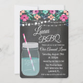 Luau Aloha Mason Jar Invitation Kaart (Voorkant)