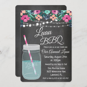 Luau Aloha Mason Jar Invitation Kaart