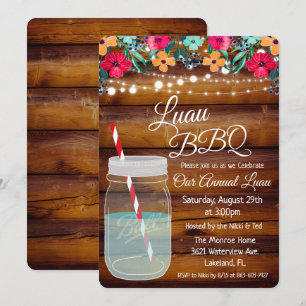 Luau Aloha Mason Jar Invitation Kaart