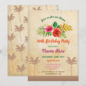 Luau Aloha Vintage fête d'anniversaire Invitation  (Devant / Derrière)