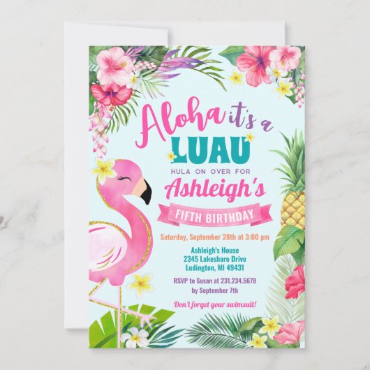 Luau Anniversaire Tropical Summer Invitation (Devant)