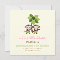 Luau-apen save the date-aankondiging