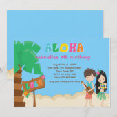 Luau Avec Enfants Et Palmiers Invitation Anniversa (Devant / Derrière)