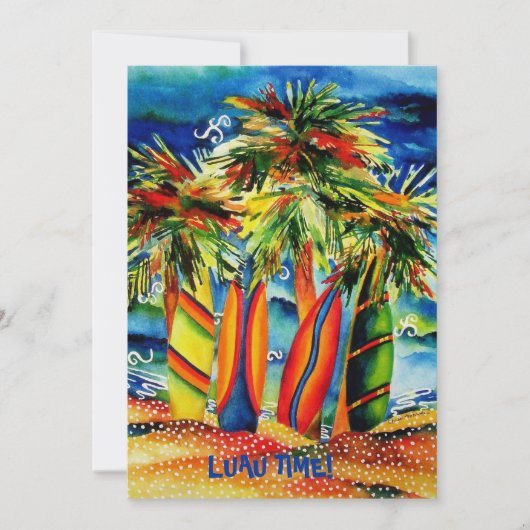 Luau Beach Party Invitation Kaart (Voorkant)