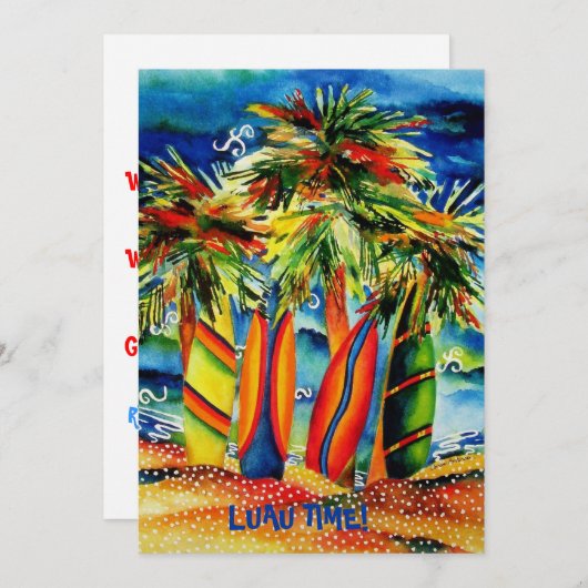 Luau Beach Party Invitation Kaart (Voorkant / Achterkant)