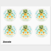 Luau Beach Tropical Floral Save the Date Label (Vel)