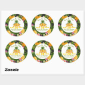 Luau Beach Tropical Floral Save the Date Label (Vel)