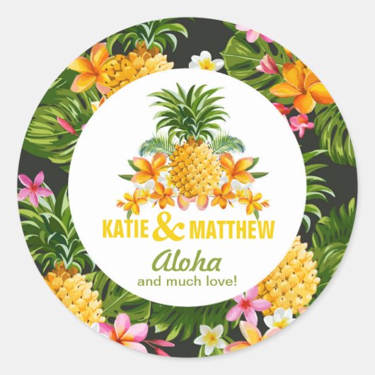 Luau Beach Tropical Floral Sticker Label (Voorkant)
