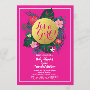 Luau bébé fille douche invitation fleur rose chaud