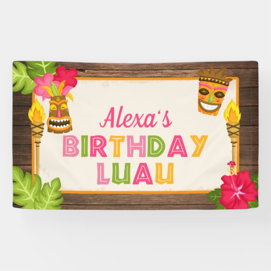 Luau Birthday Banner - Girl (Horizontaal)