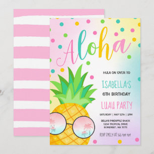 Luau Birthday Invitation Pineapple Hawaiian Luau Kaart