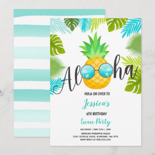 Luau Birthday Invitation Pineapple Hawaiian Luau Kaart