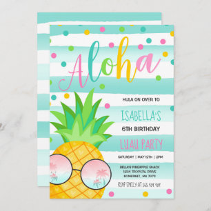 Luau Birthday Invitation Pineapple Hawaiian Luau Kaart